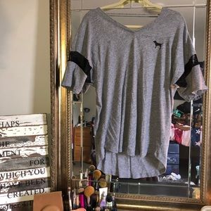 🌟VS Pink Grey and Mesh Open Back Top🌟